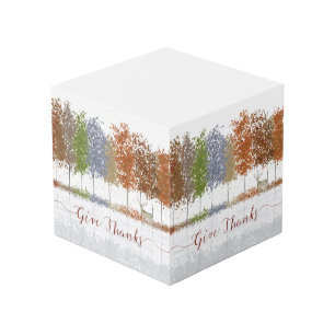 Give Thanks Thanksgiving Trees and Lone Deer Cube