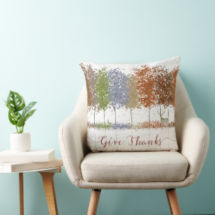 Give Thanks Thanksgiving Trees and Lone Deer Cushion