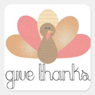 give thanks thanksgiving turkey square sticker