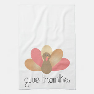 give thanks thanksgiving turkey tea towel