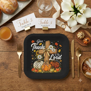 Give Thanks to The Lord Autumn Fall Season Paper Plate