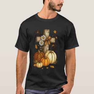 Give Thanks To The Lord Boho Flowers Cross Christi T-Shirt