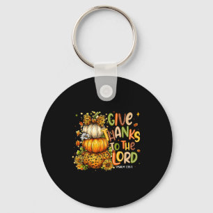 Give Thanks To The Lord Fall Christian Cross Coque Key Ring