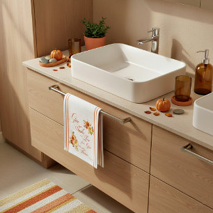 Give Thanks to the Lord fall watercolor floral Ha Hand Towel