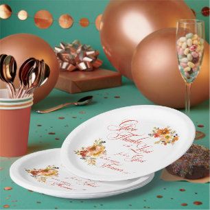 Give Thanks to the Lord fall watercolor floral Paper Plate