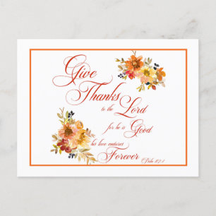 Give Thanks to the Lord fall watercolor floral Pos Postcard