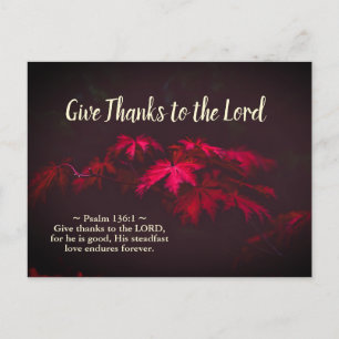 Give Thanks to the Lord, Inspiration Bible Verse Postcard
