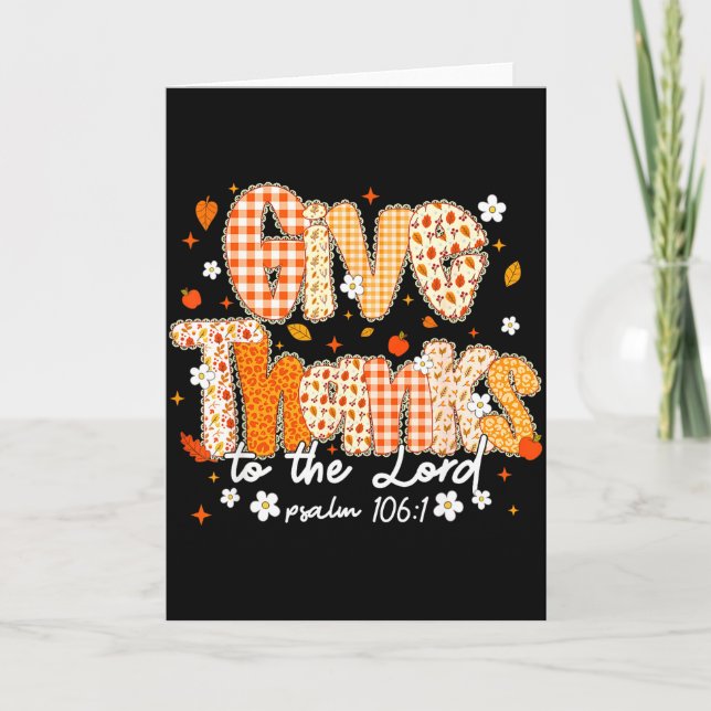 Give Thanks To The Lord Lace Christian Fall Autumn Card (Front)