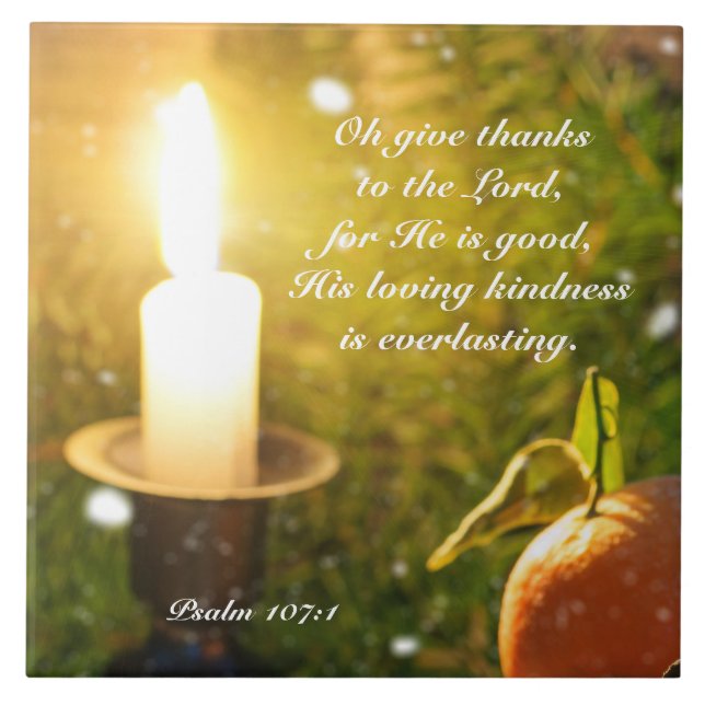 Give Thanks to the Lord Psalm 107 Rustic Candle Tile (Front)