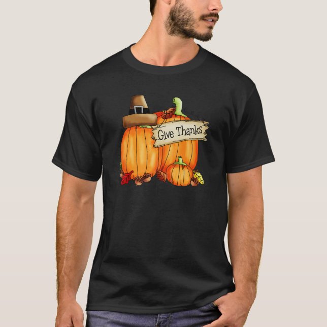 Give Thanks To The Lord Pumpkins T-Shirt (Front)