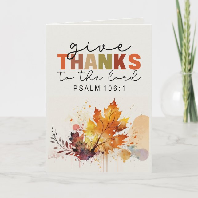 Give Thanks to the Lord Thanksgiving Bible Verse Card (Front)