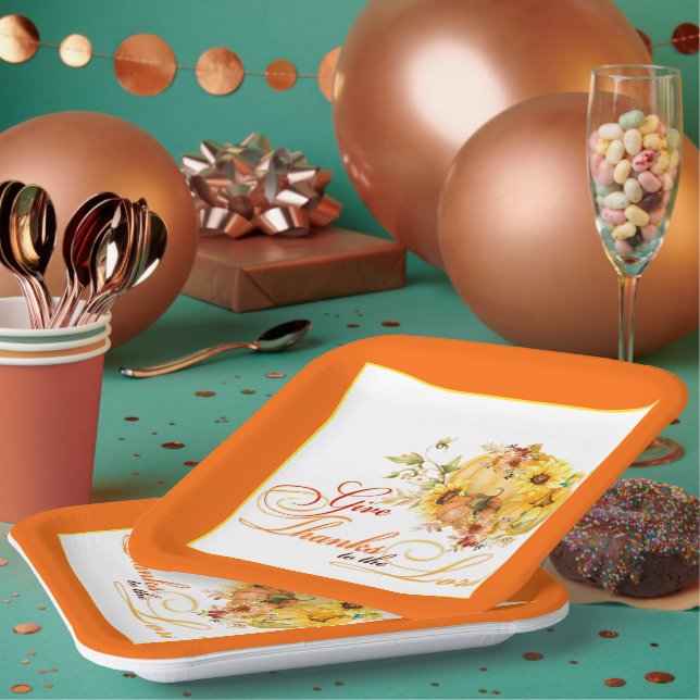 Give thanks to the Lord  Thanksgiving  Paper Plate (Multi)