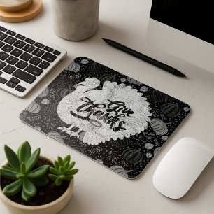 Give Thanks Turkey Thanksgiving Vintage Mouse Pad