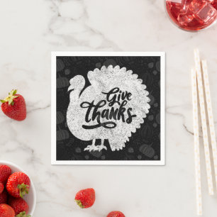 Give Thanks Turkey Thanksgiving Vintage Napkin