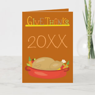 Give Thanks Turkey theme Holiday Card