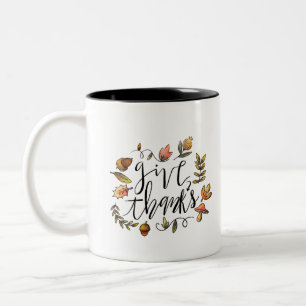Give Thanks Two-Tone Coffee Mug
