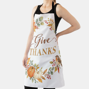 Give Thanks Watercolor Fall Apron