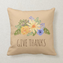 Give Thanks Watercolor Fall Floral Thanksgiving