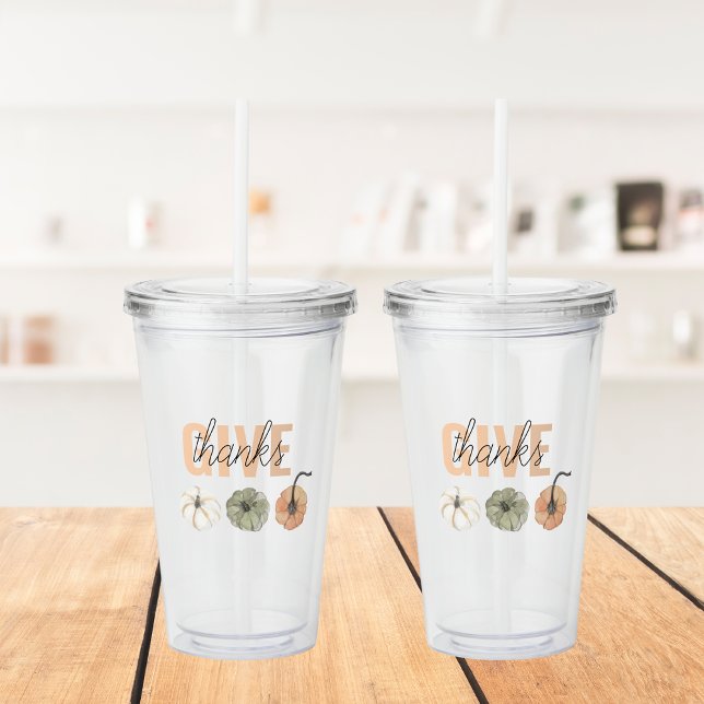 Give Thanks Watercolor Pumpkin | Cosy Fall Acrylic Tumbler (Creator Uploaded)