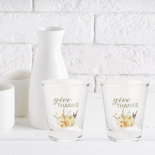 Give Thanks Watercolor Pumpkin Shot Glass