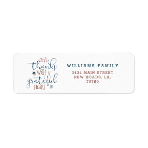 Give Thanks With a Grateful Heart Return Address Label