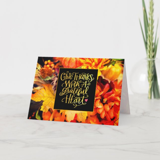 Give Thanks With a Grateful Heart Thanksgiving Holiday Card (Front)