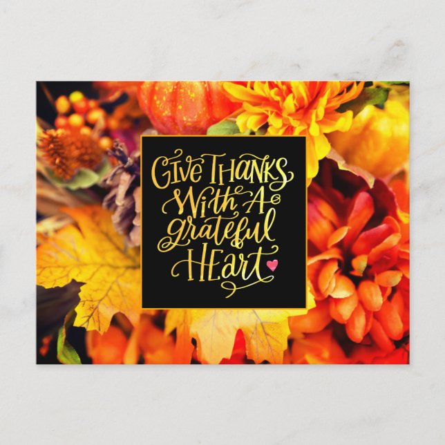 Give Thanks With a Grateful Heart Thanksgiving Postcard (Front)