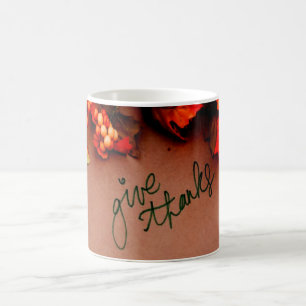 Give Thanks with Fall leaves Thanksgiving Coffee Mug