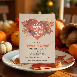 Give Thanks With Grateful Thanksgiving Invitation 