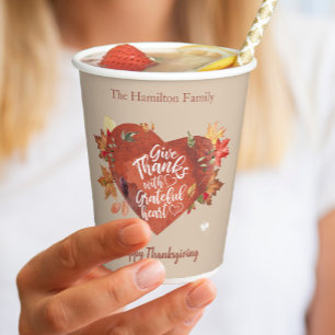 Give Thanks With Grateful Thanksgiving Paper Cups