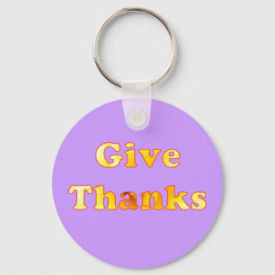 Give thanks, word art with yellow lily, keychains