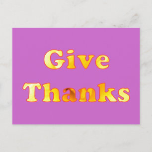 Give thanks, word art with yellow lily postcards