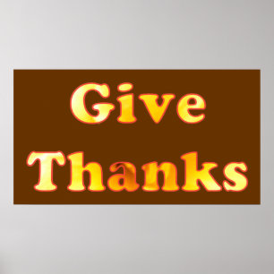Give thanks, word art with yellow lily, posters