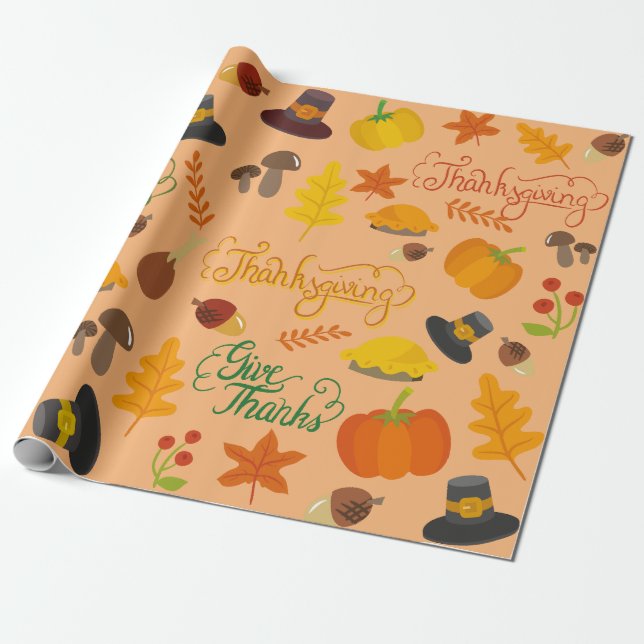 Give Thanks Wrapping Paper (Unrolled)