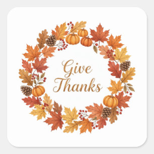 Give Thanks Wreath Thanksgiving Sticker