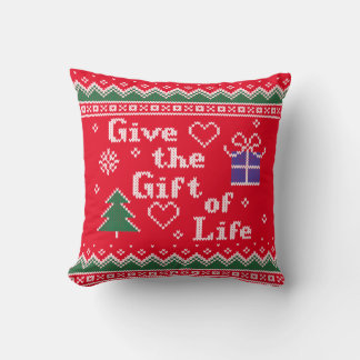 Give The Gift Of Life Vintage Transplant Holiday Cushion