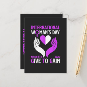 Give to Gain Happy Women's Day Announcement Postcard