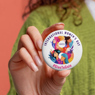 Give To Gain   International Women's Day IWD 2026 7.5 Cm Round Badge