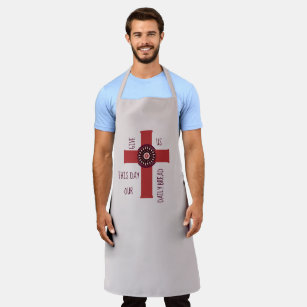 Give Us This Day Bible Verse Framed Cross Taupe Apron