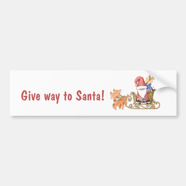 Give Way to Santa Sleigh Reindeer Bumper Sticker (Front)
