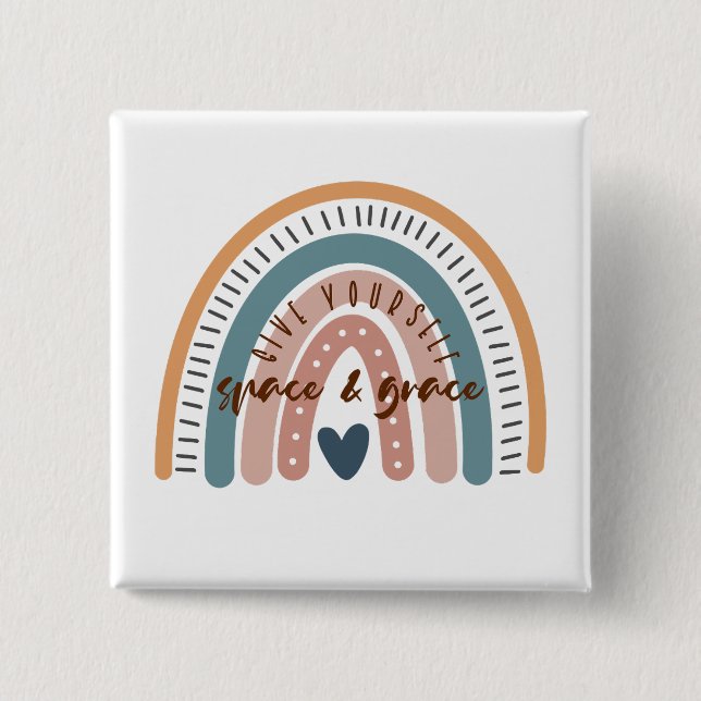 Give Yourself Space and Grace Affirmation 15 Cm Square Badge (Front)