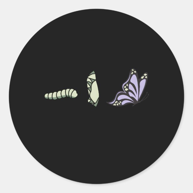 Give Yourself Time Monarch Caterpillar To Butterfl Classic Round Sticker (Front)
