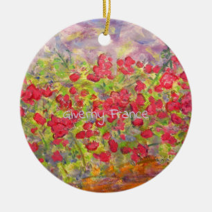 Giverny France Roses Ceramic Ornament