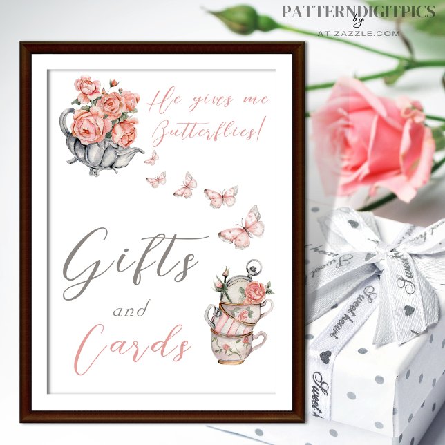 Gives Me Butterflies Blush Pink Tea Floral Gifts Poster (Creator Uploaded)