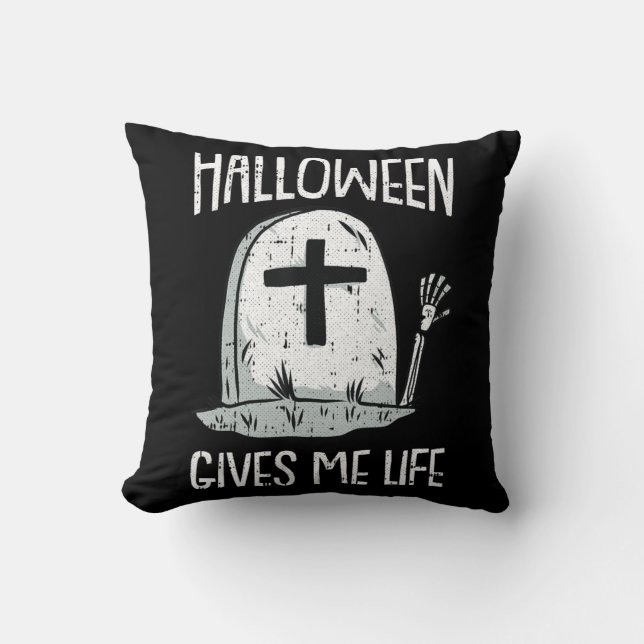 Gives Me Life Lazy Halloween Costume Fun Skeleton  Cushion (Front)