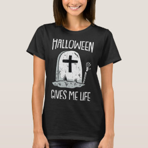 Gives Me Life Lazy Halloween Costume Fun Skeleton T-Shirt