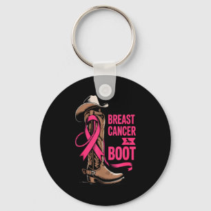 Giving Breast Cancer The Boot Cowboy Design  Key Ring