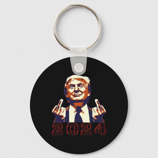 Giving Finger 2024 Flipping Off Design  Key Ring (Front)