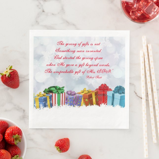 Giving of Gifts Sayings Christmas Napkin (Insitu)