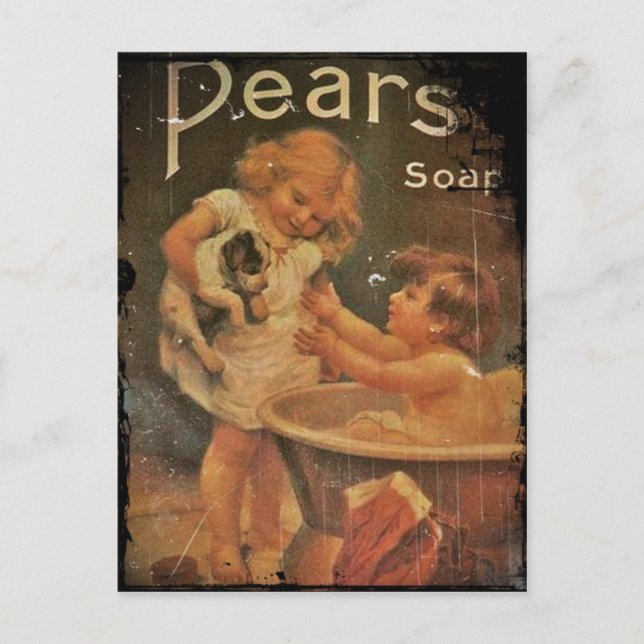 Giving Puppy a Bath from Pears Soap Postcard (Front)